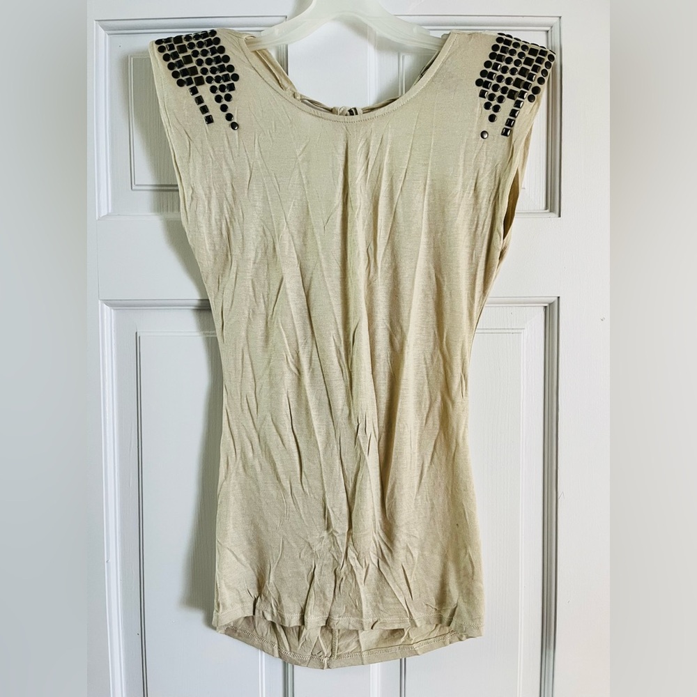 Stylish Cream Women's Top with Studded Detail